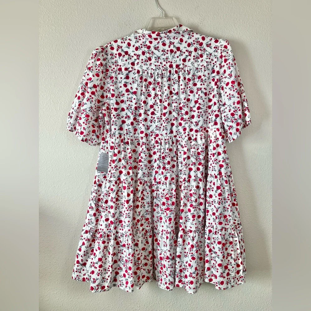 ELIZA J Boho Babydoll Dress 16W Poppy Floral Puff Sleeve Tiered Summer Vacation - Picture 11 of 13